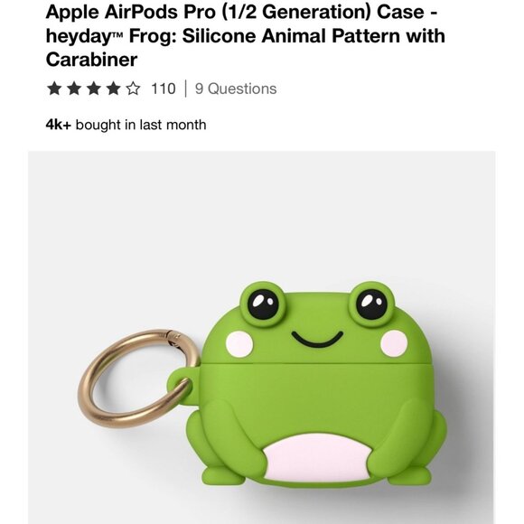 Apple AirPods Pro (1/2 Generation) Case - heyday Frog: Silicone Animal Pattern - Picture 1 of 2